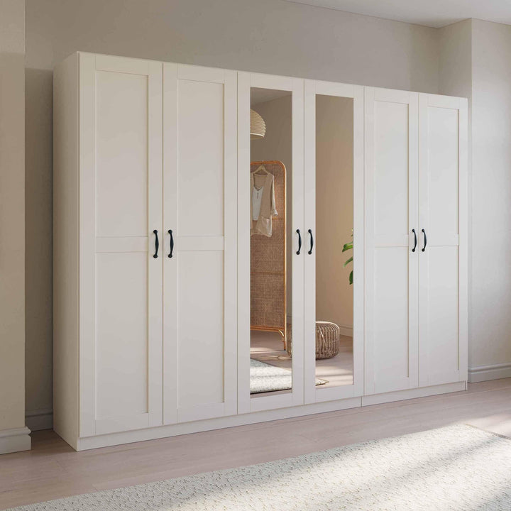Rauch Cottage 6 Door Hinged Wardrobe with Mirror
