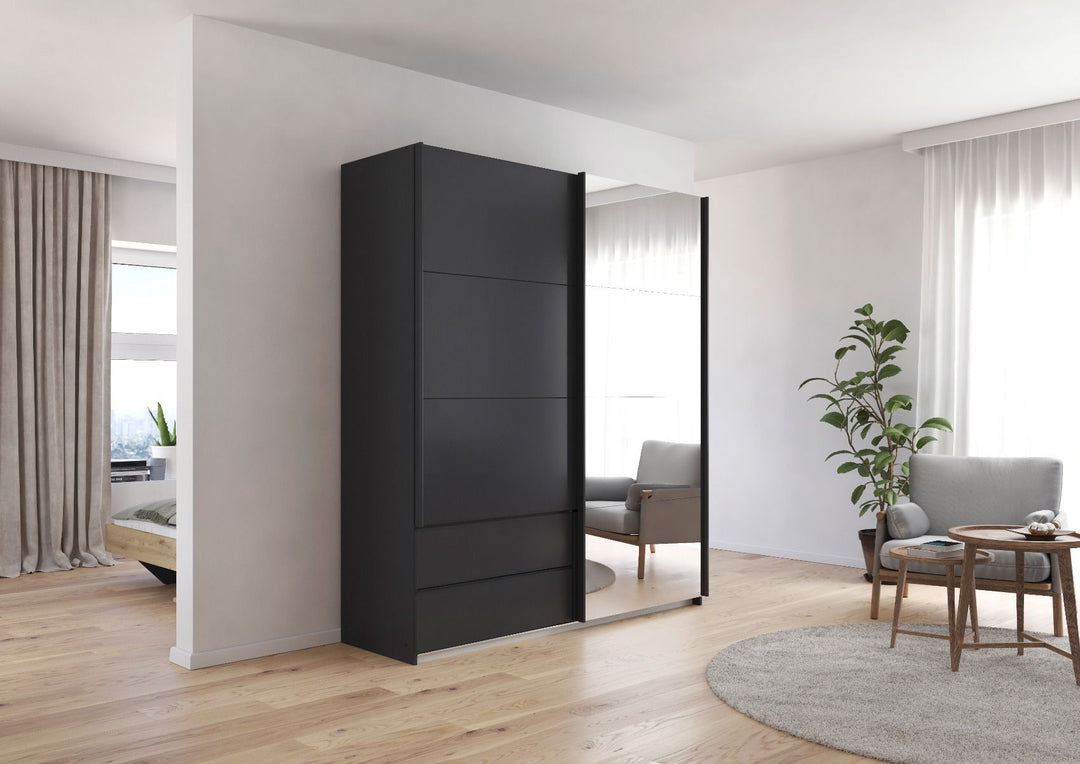 Perth Metallic Grey 2 Door Sliding Wardrobe