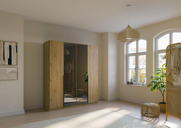 London 4 Door Hinged Wardrobe With Mirror Front