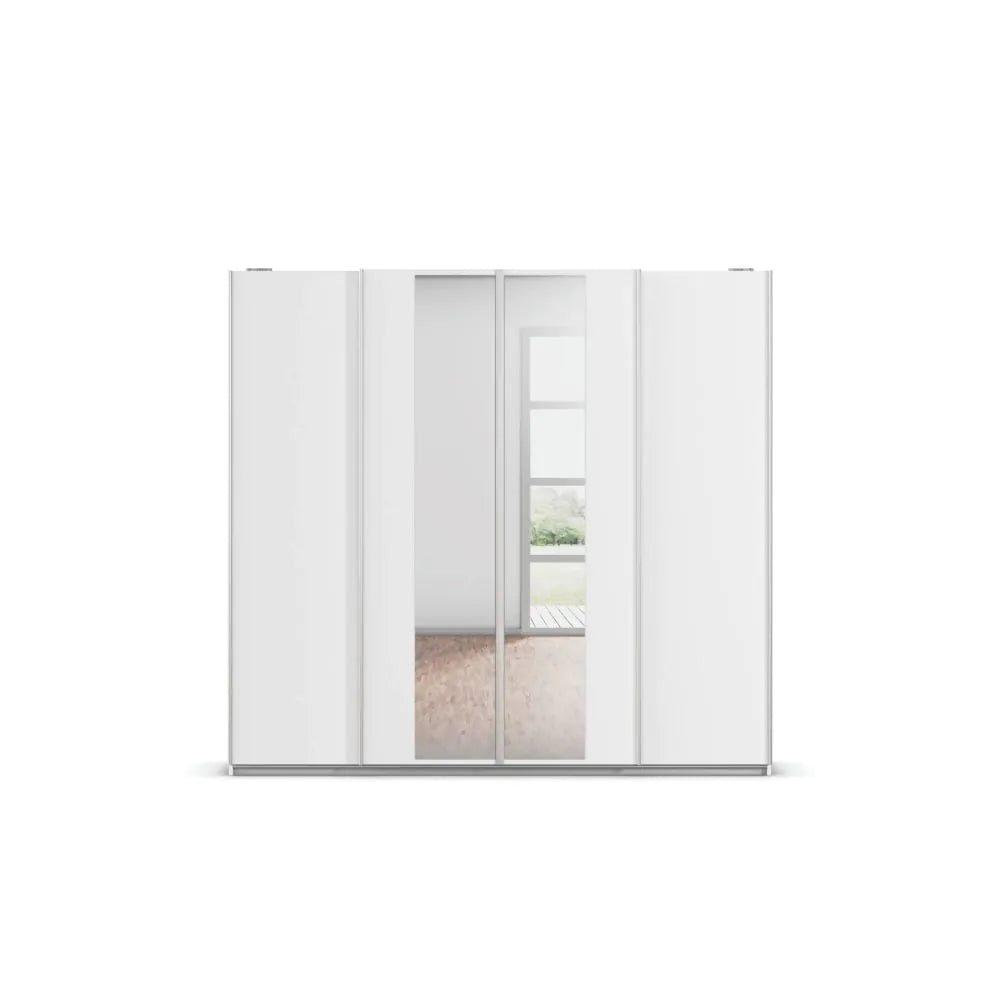 Rauch Altera White 4 Door Sliding Wardrobe With Mirror