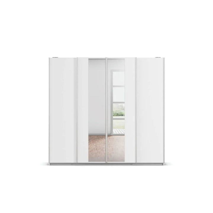 Rauch Altera White 4 Door Sliding Wardrobe With Mirror