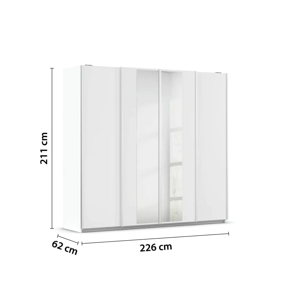 Rauch Altera White 4 Door Sliding Wardrobe With Mirror