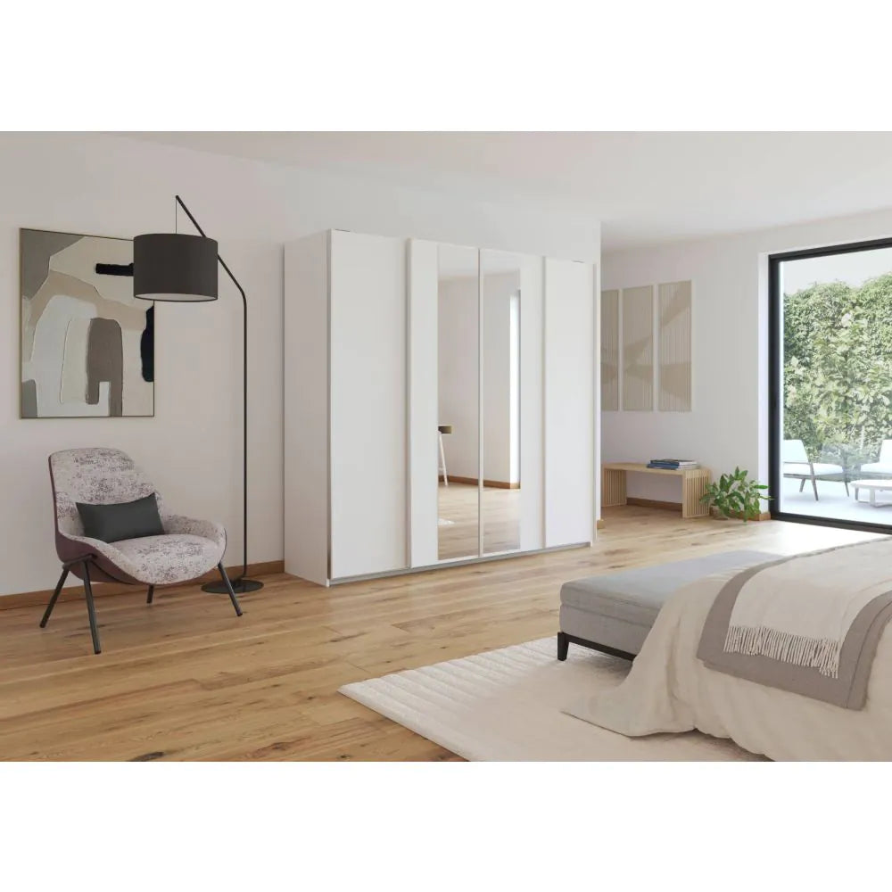 Rauch Altera White 4 Door Sliding Wardrobe With Mirror