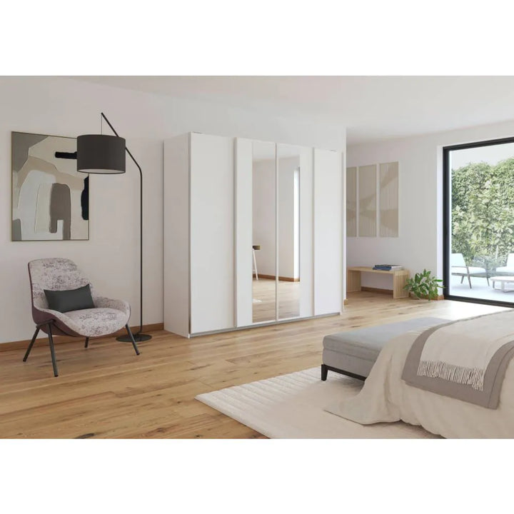 Rauch Altera White 4 Door Sliding Wardrobe With Mirror