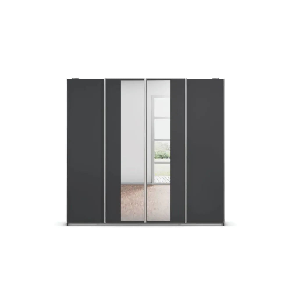 Rauch Altera Metallic Grey 4 Door Sliding Wardrobe With Mirror