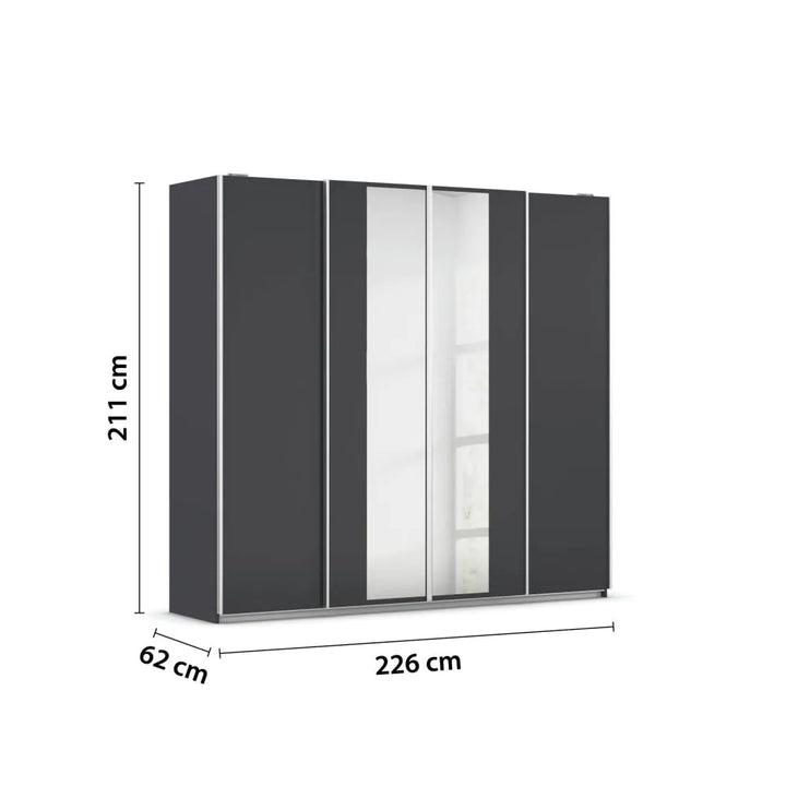 Rauch Altera Metallic Grey 4 Door Sliding Wardrobe With Mirror