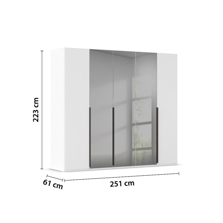 Elena 5 Door Hinged Wardrobe With Grey Mirrored Middle Doors