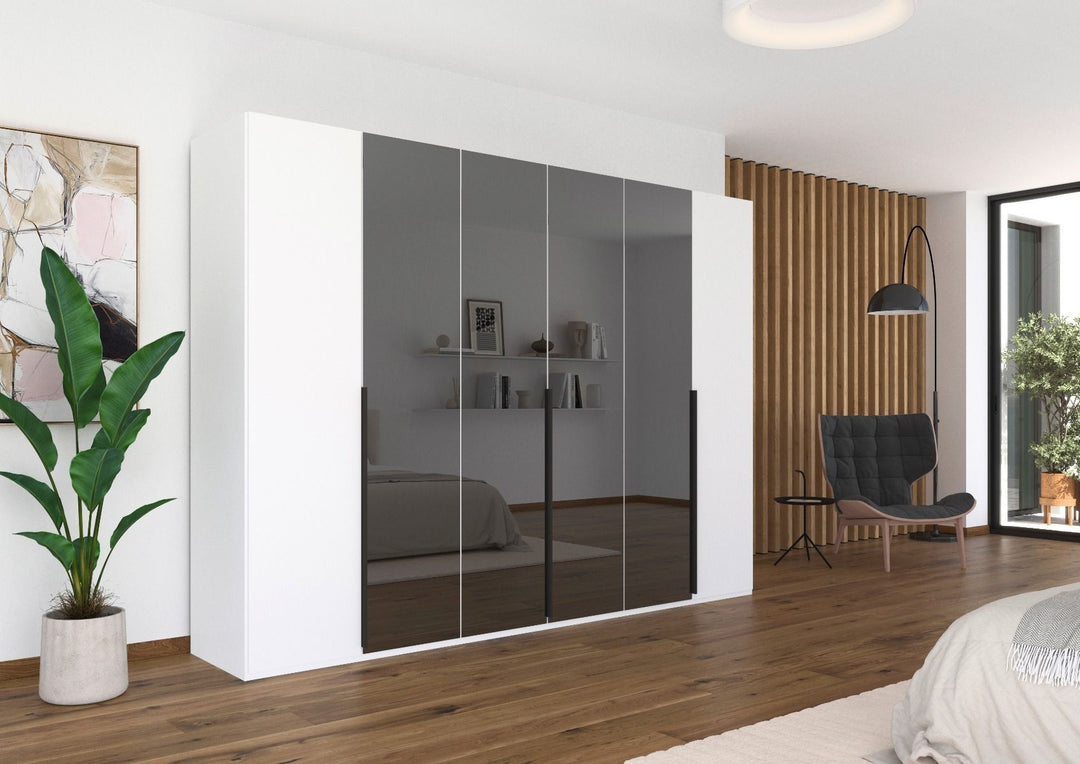 Elena 6 Door Hinged Wardrobe With smoked Mirrored Middle Doors