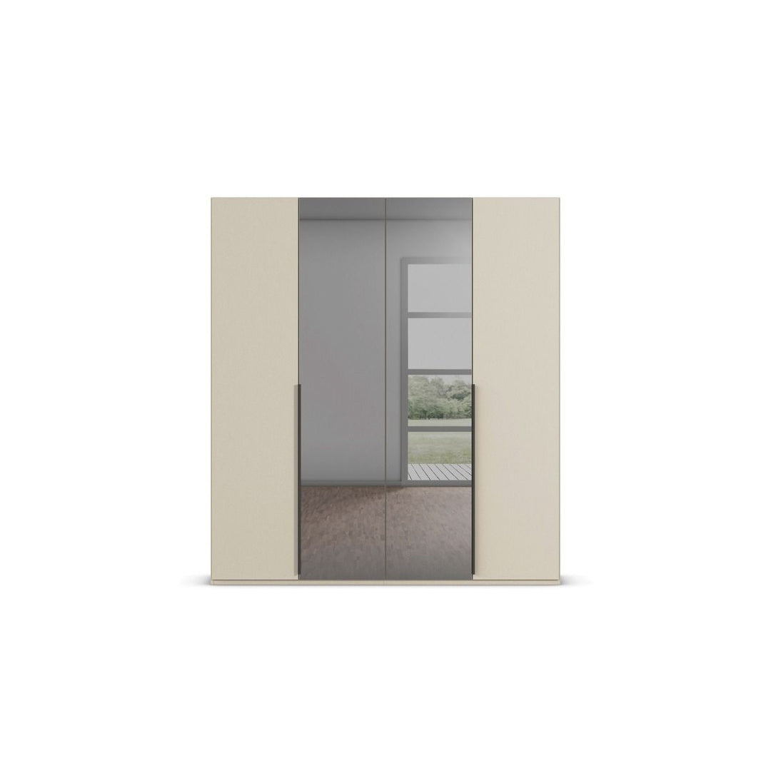 Elena 4 Door Hinged Wardrobe With Grey Mirrored Middle Doors