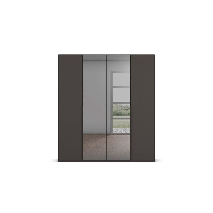 Elena 4 Door Hinged Wardrobe With Grey Mirrored Middle Doors