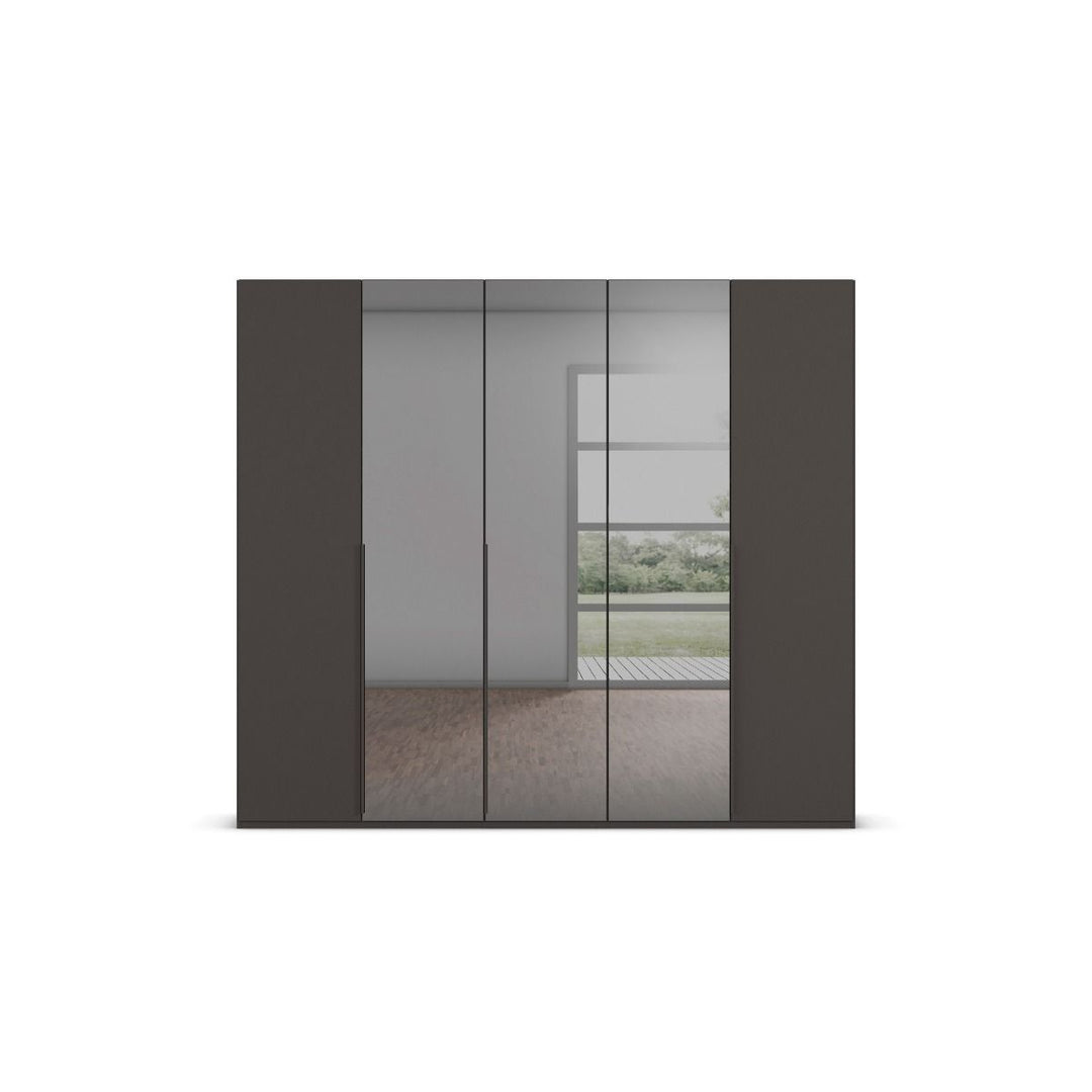 Elena 5 Door Hinged Wardrobe With Grey Mirrored Middle Doors