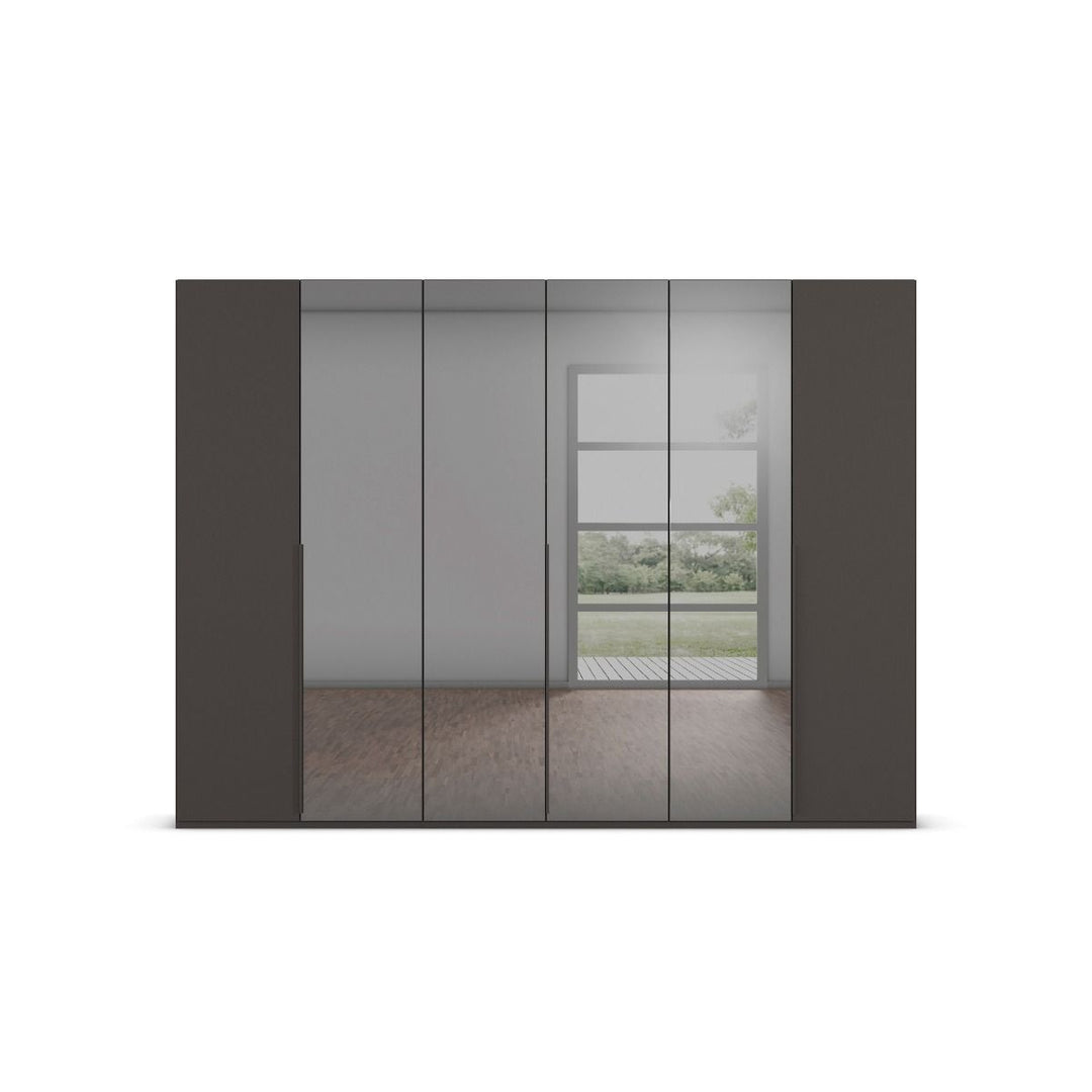 Elena 6 Door Hinged Wardrobe With smoked Mirrored Middle Doors