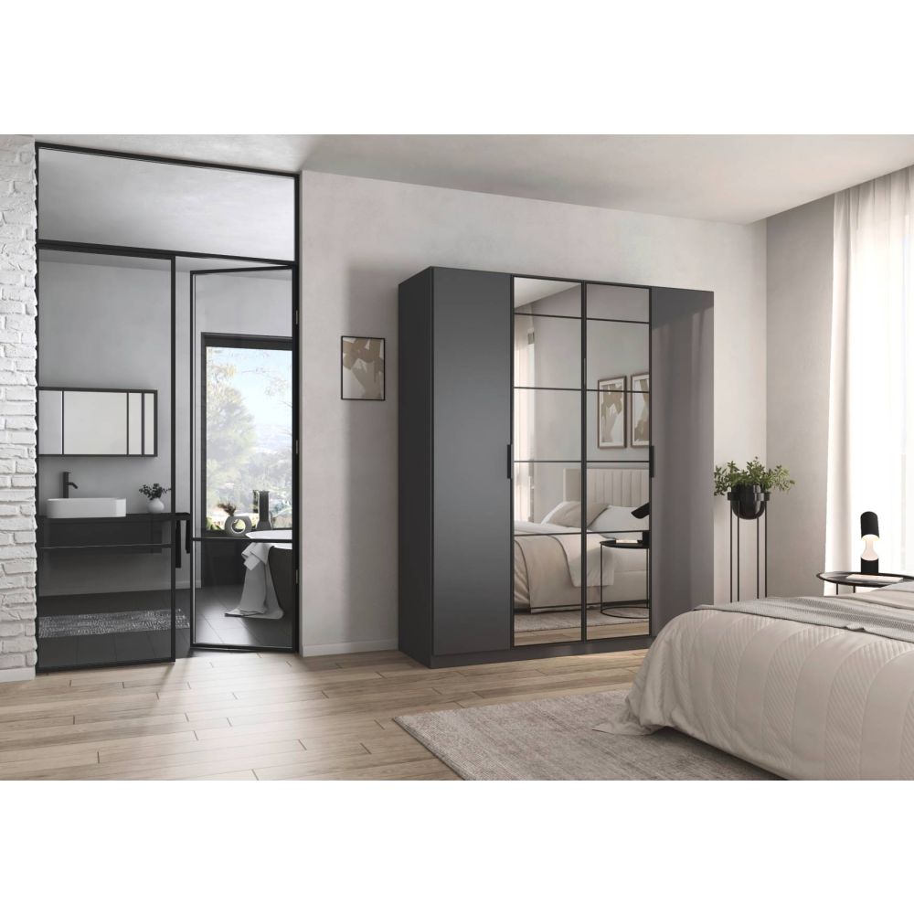 Rauch Acero Metallic Grey Hinged Door Wardrobe