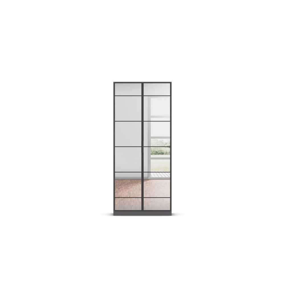 Rauch Acero Metallic Grey Full Mirror Hinged Door Wardrobe