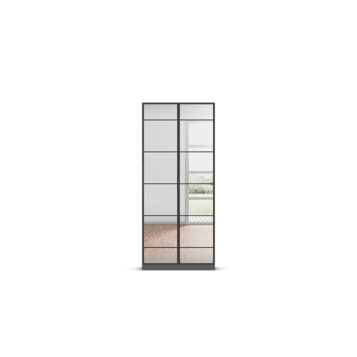 Rauch Acero Metallic Grey Full Mirror Hinged Door Wardrobe