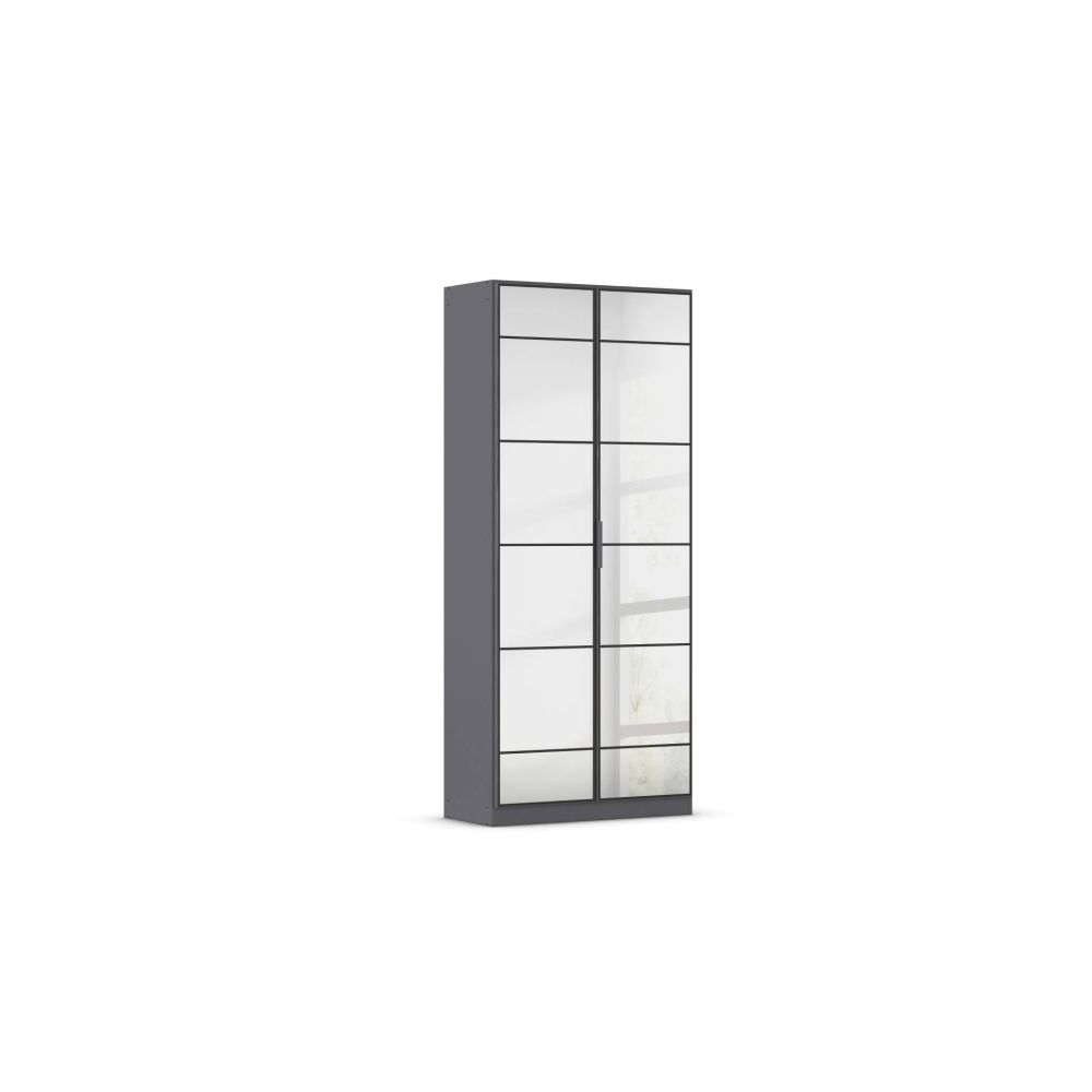 Rauch Acero Metallic Grey Full Mirror Hinged Door Wardrobe