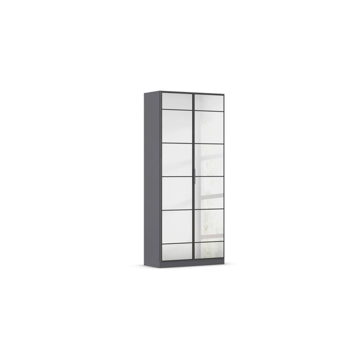 Rauch Acero Metallic Grey Full Mirror Hinged Door Wardrobe
