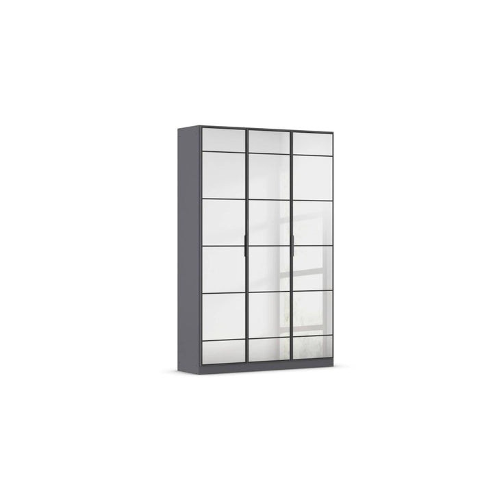 Rauch Acero Metallic Grey Full Mirror Hinged Door Wardrobe