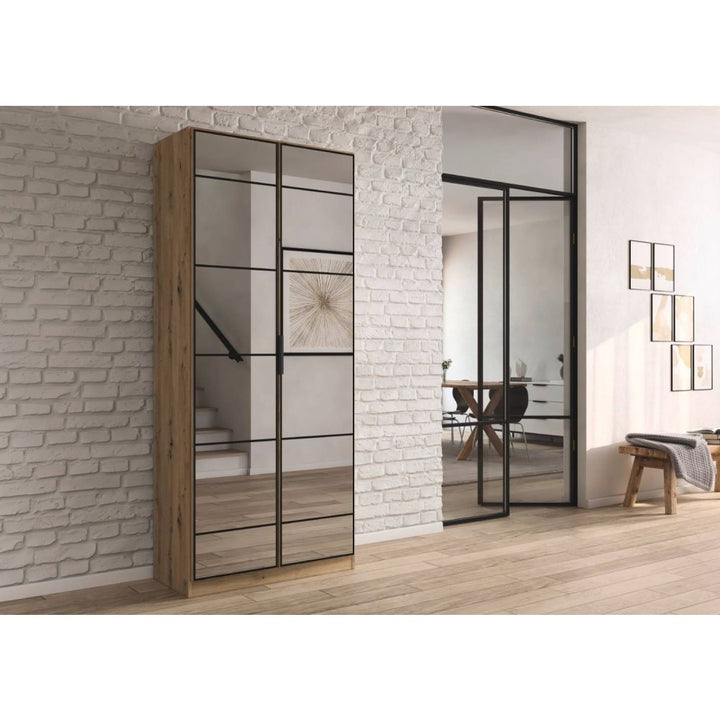 Rauch Acero Artisan Oak Full Mirror Hinged Door Wardrobe