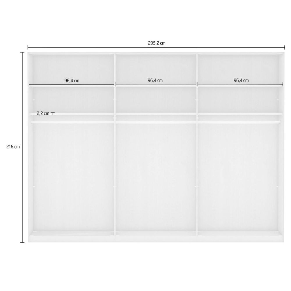 Wiemann Berlin Graphite Glass & Mirror Front Hinged Door Wardrobe