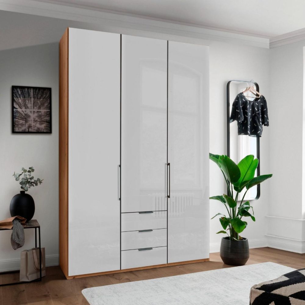 Wiemann Monaco 3 Door Hinged Glass Front Wardrobe With Drawers