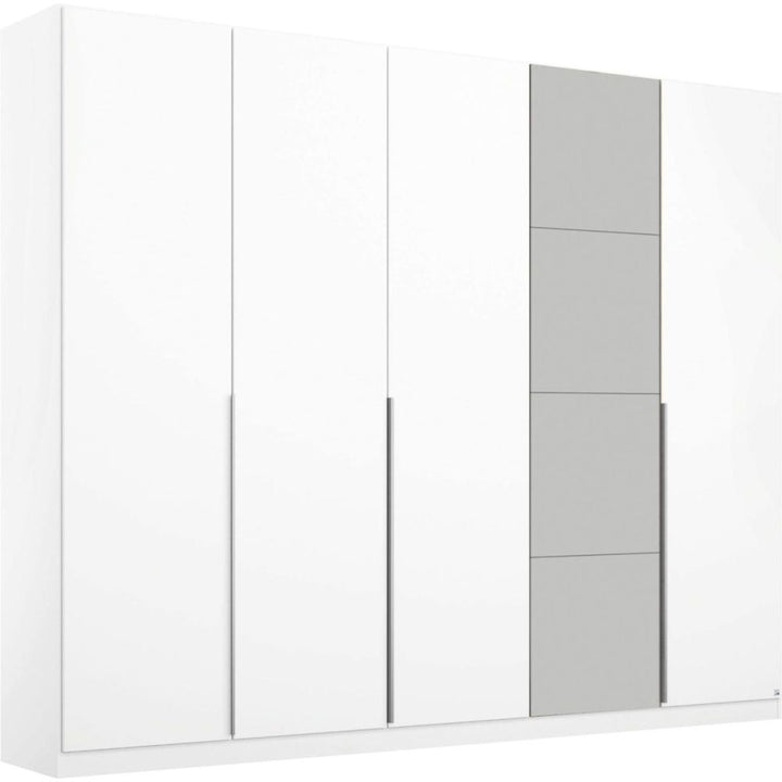 Rauch Bellezza High Gloss White and Grey 5 Door Hinged wardrobe