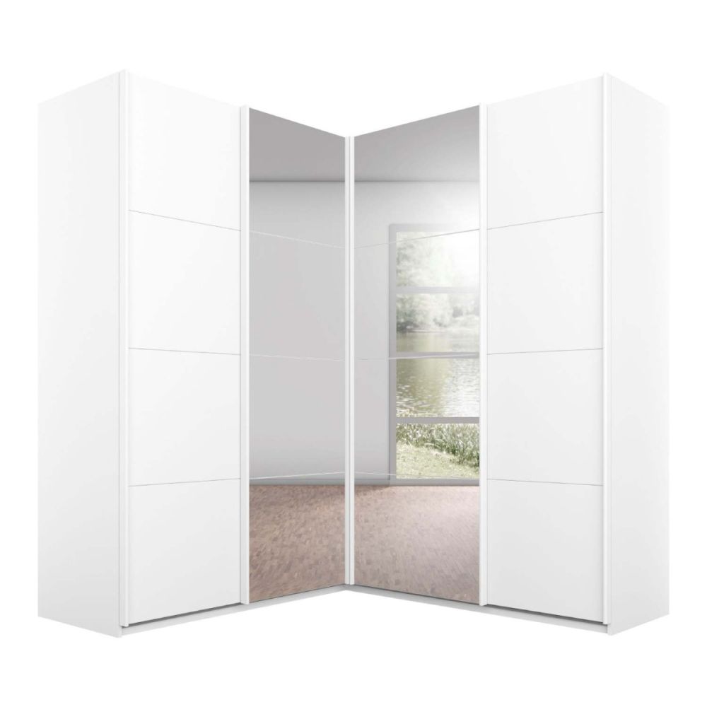 Rauch Luma 181cm 4 Door Corner Sliding Wardrobe with 2 Decor Doors and 2 Mirror Doors
