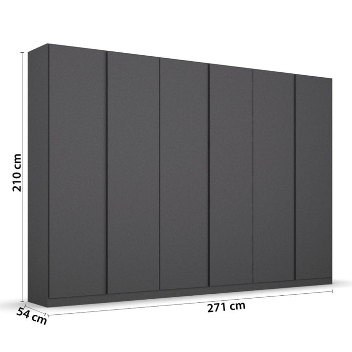 Rauch Monostar Metallic Grey 6 Door Hinged Wardrobe W271CM