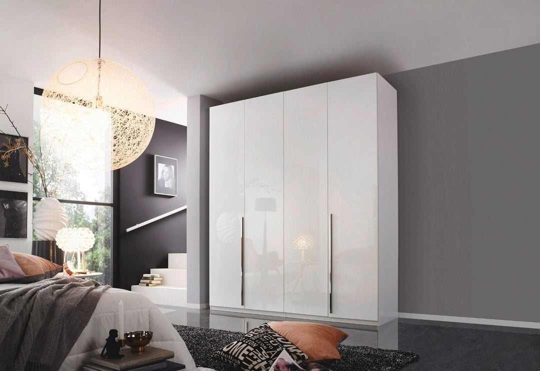 Rauch Montclar 4 Door Hinged High Gloss White Wardrobe with Premium Interior