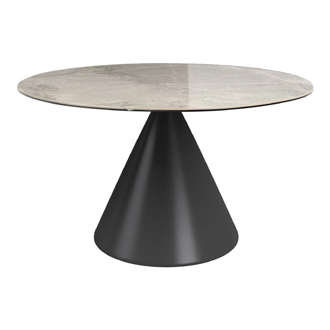 The Verona Grey Round Ceramic Extending Dining Table with 4 Chairs