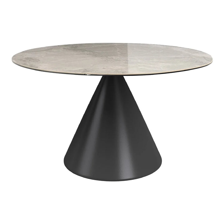 The Verona Grey Round Ceramic Extending Dining Table with 4 Chairs