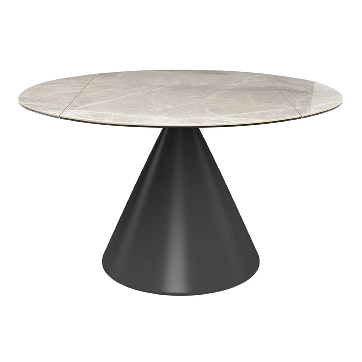 The Verona Grey Round Ceramic Extending Dining Table with 4 Chairs