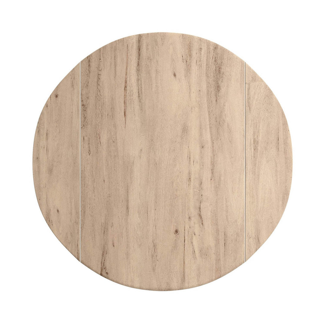 Alonzo Oak Effect Ceramic Extending Round Dining Table with 4 Lina Chairs