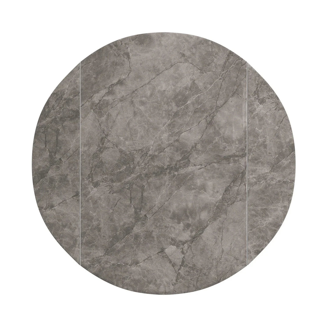 The Verona Grey Round Ceramic Extending Dining Table with 4 Chairs