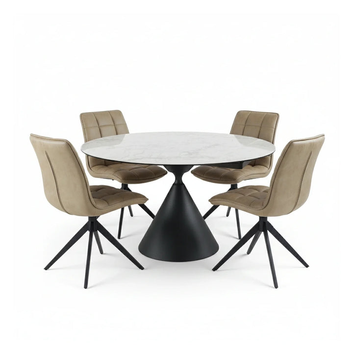 Summit Circular Ceramic Extending Table & 4 Swivel Chairs