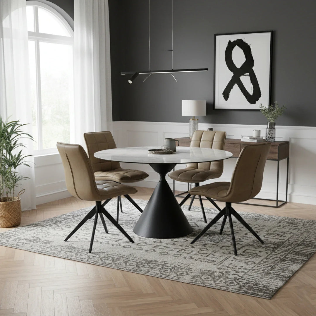 Summit Circular Ceramic Extending Table & 4 Swivel Chairs