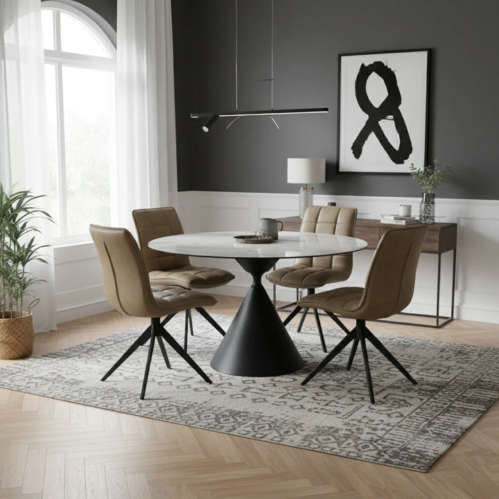 Summit Circular Ceramic Extending Table & 4 Swivel Chairs