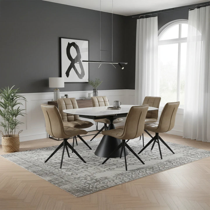Summit Circular Ceramic Extending Table & 4 Swivel Chairs