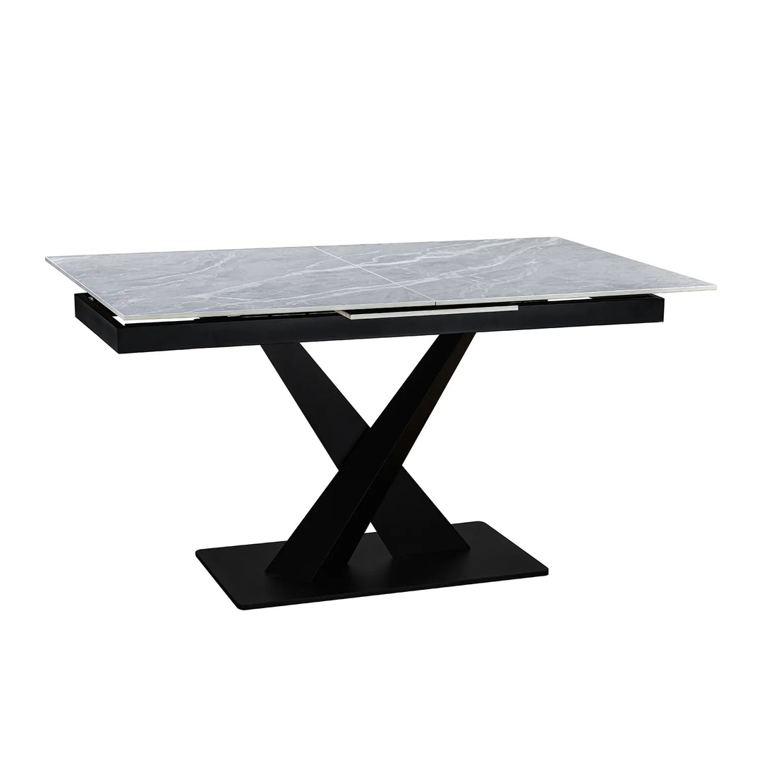 Extending Ceramic Dining Set: 140cm to 180cm | Space-Saving | 4 Upholstered Chairs