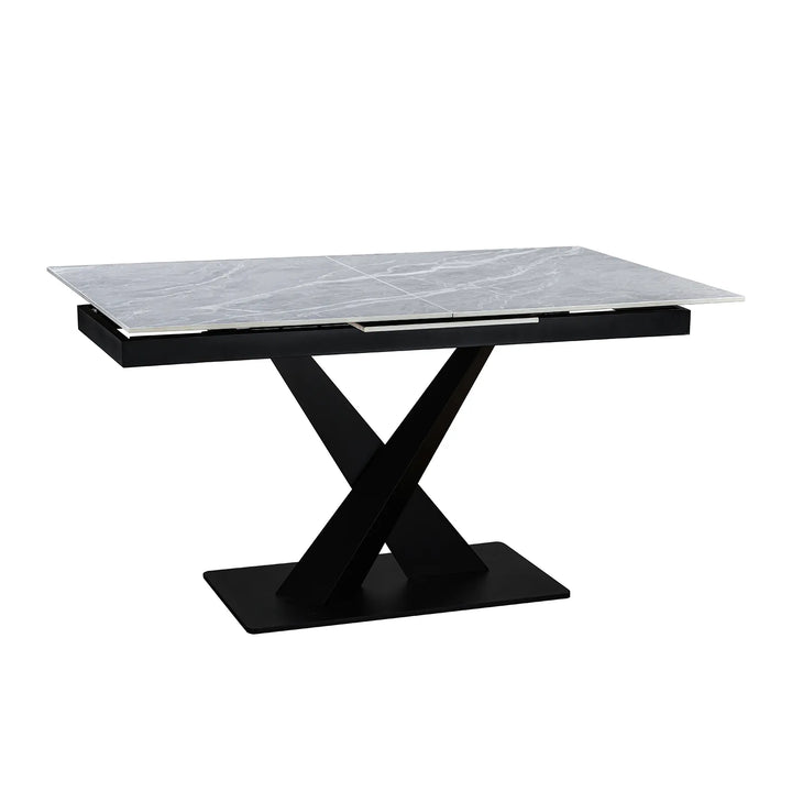 Extending Ceramic Dining Set: 140cm to 180cm | Space-Saving | 4 Upholstered Chairs