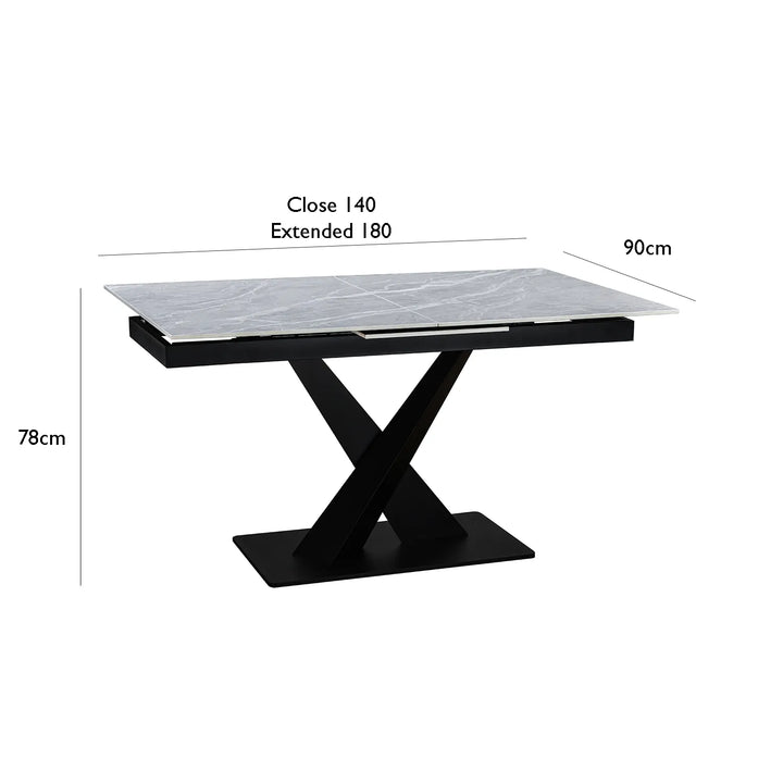 Extending Ceramic Dining Set: 140cm to 180cm | Space-Saving | 4 Upholstered Chairs
