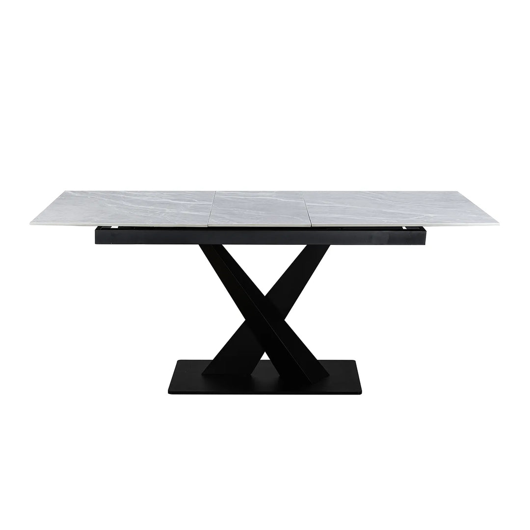 Extending Ceramic Dining Set: 140cm to 180cm | Space-Saving | 4 Upholstered Chairs