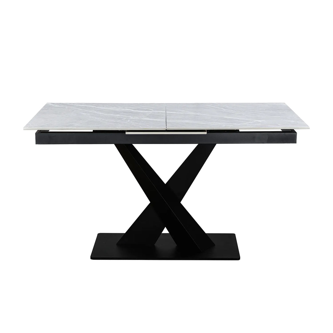 Extending Ceramic Dining Set: 140cm to 180cm | Space-Saving | 4 Upholstered Chairs