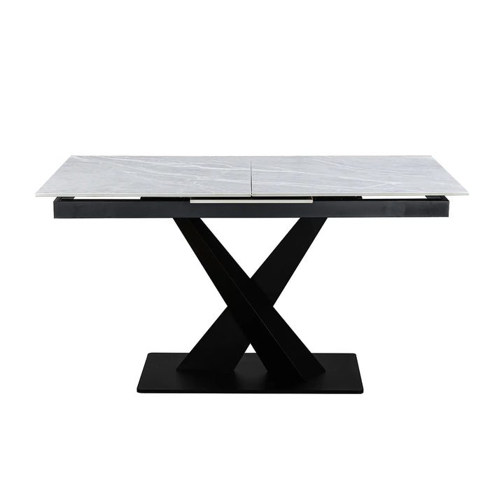 Extending Ceramic Dining Set: 140cm to 180cm | Space-Saving | 4 Upholstered Chairs