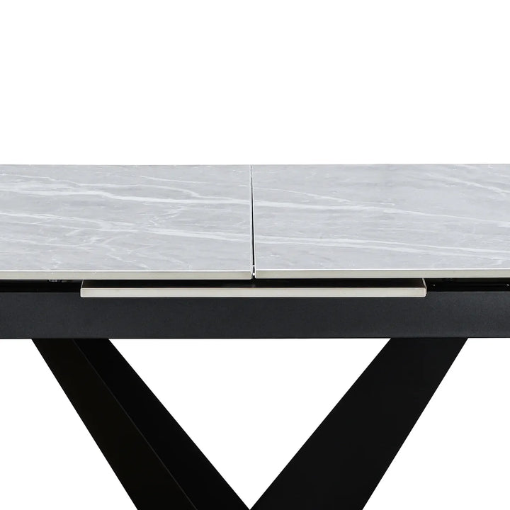 Extending Ceramic Dining Set: 140cm to 180cm | Space-Saving | 4 Upholstered Chairs