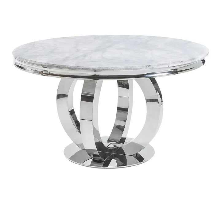 Chelsea Round White Marble Dining Table with 4 Belvedere Chairs