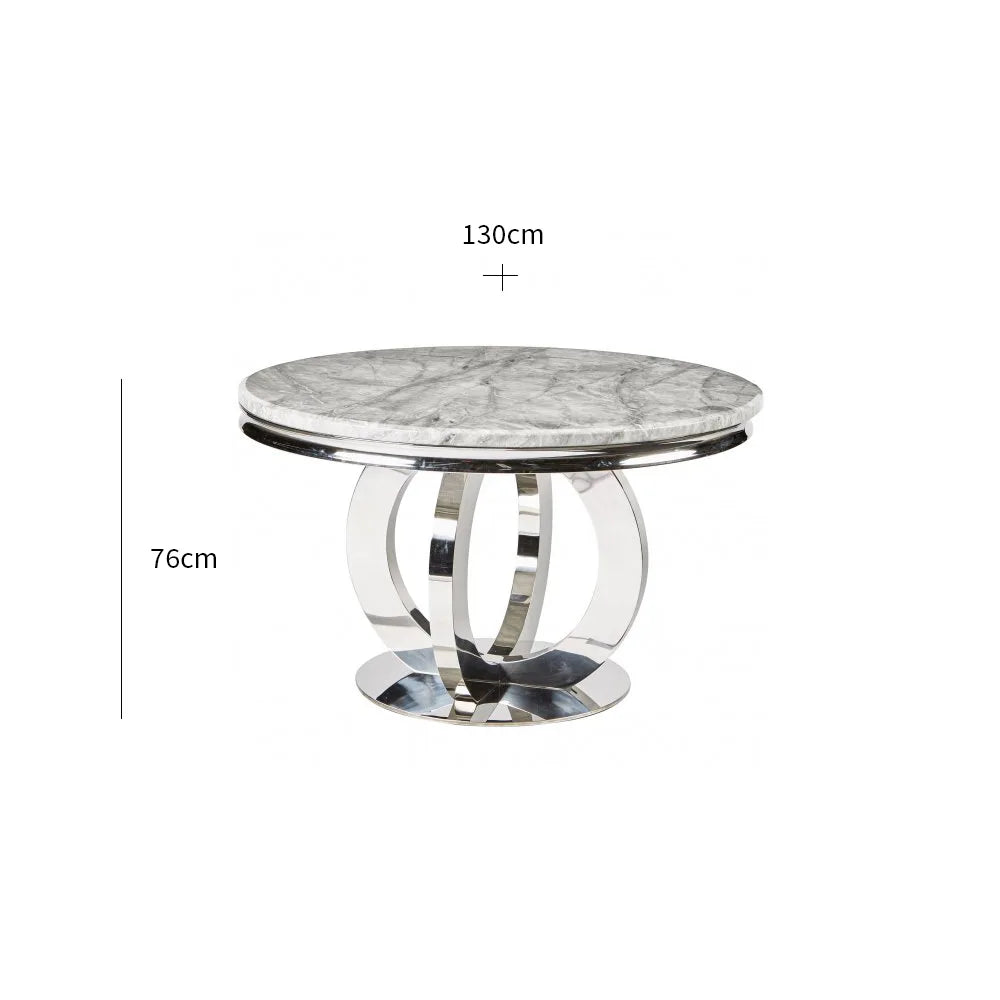 Chelsea Round White Marble Dining Table with 4 Belvedere Chairs