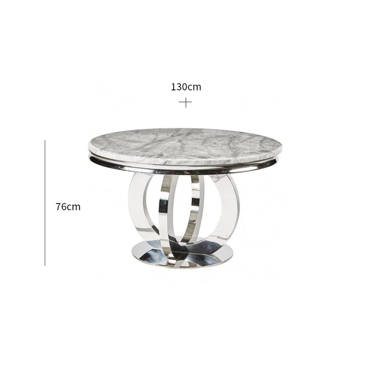 Chelsea Round White Marble Dining Table with 4 Belvedere Chairs