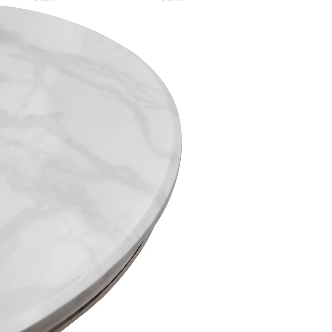 Chelsea Round White Marble Dining Table with 4 Belvedere Chairs