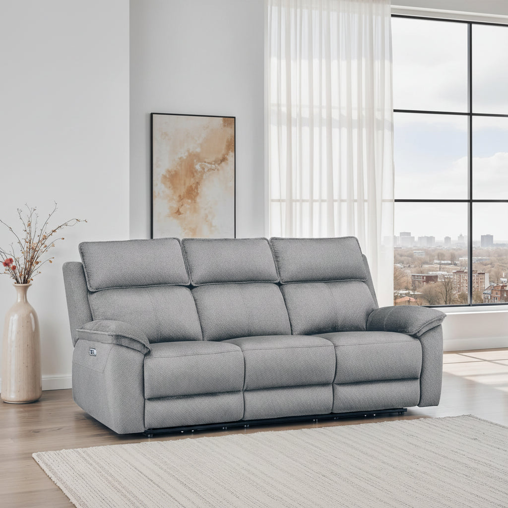 Blaine 3 Seater Electric Recliner Greige